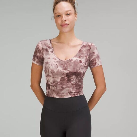 Lululemon Size 10 Berry/Beige Buttery Soft Nulu Align Tee NWT - Picture 3 of 9